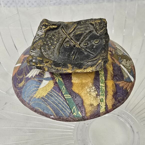 Studio Pottery Abstract Eagles Papier Mache Lidded Jar Urn Pot Signed Kiste - Picture 5 of 12